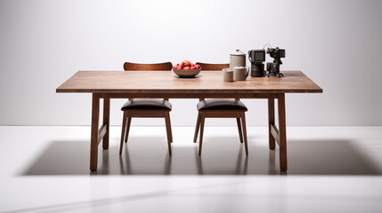 Wooden Table with Two Chairs and Still Life