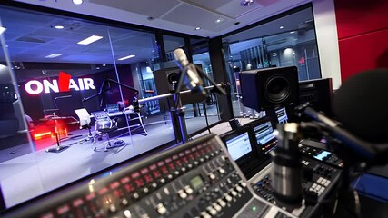 Dynamic broadcast: powerful visualization with bold On Air text, seamlessly integrated into live theme, ideal for podcast bloggers, content creators, bringing energy, focus to each moment shared.