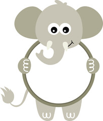Cute elephant with circle blank sign