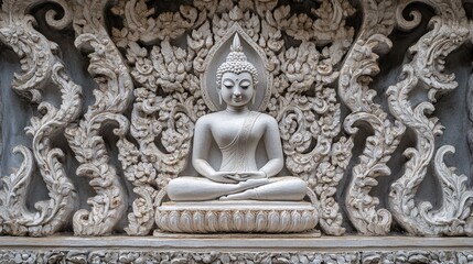 The intricate carvings of the White Buddha at Wat Sri Suphan, Chiang Mai Silver Temple.