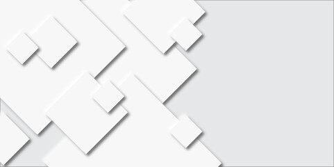 Geometric abstract background with paper squares in bright light with soft shadows as pattern, top view. Futuristic backdrop in minimal style. Background with lines futuristic concept Emboss.	