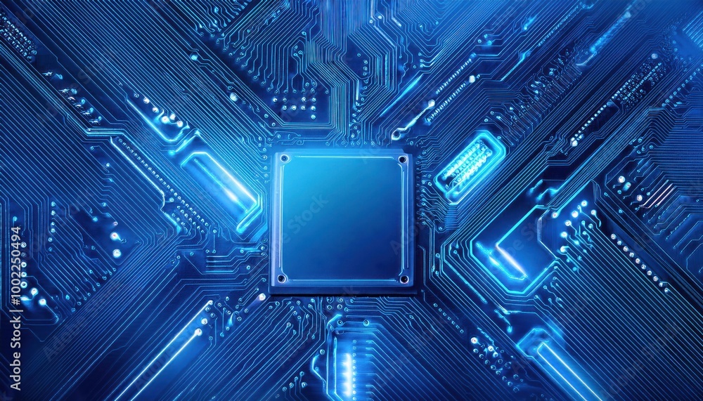 Poster modern technology circuit board texture background design. quantum computer technologies