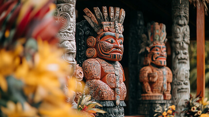 Vibrant Māori Cultural Event in New Zealand: Haka, Carving, and Weaving
