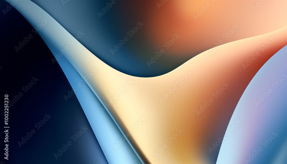 Poster Abstract colorful wavy shapes wallpaper. Modern curvy background with motion effect. Generative ai