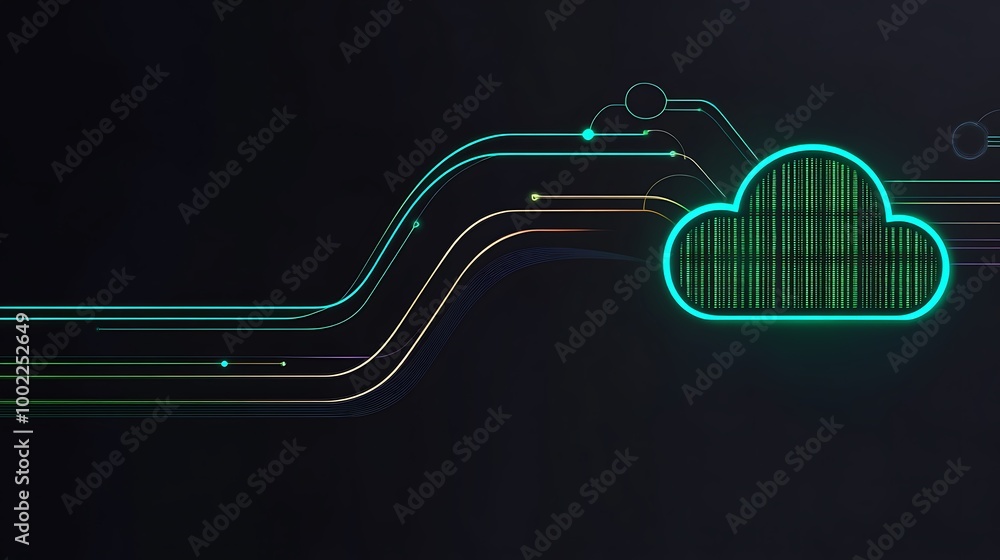 Aufkleber abstract cloud computing concept with glowing lines.