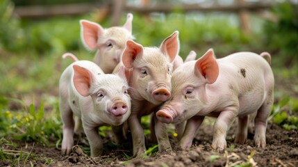 Playful Piglets Enjoying a Farmyard Adventure