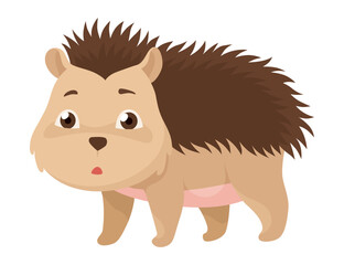 Lovely hedgehog. Cute funny wild forest animal. Prickly cartoon character. Vector isolated illustration