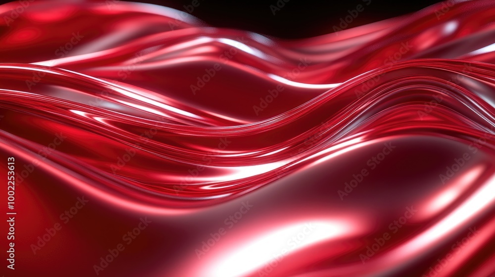 Poster abstract red flowing surface with glossy texture
