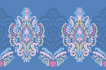 Saree Sarong Motifs Ikat floral paisley embroidery floral.ikat ethnic oriental pattern traditional.Ikat embroidery style abstract embroidery design for texture,fabric,clothing,wrapping,decoration