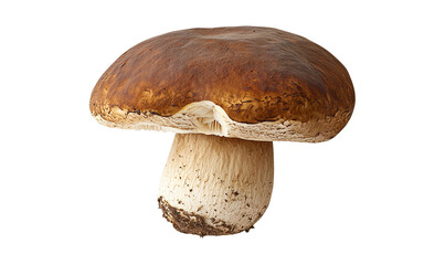 Isolated porcini mushrooms, clear backdrop