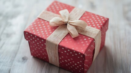 Obraz premium A simple, red gift box with a vintage style.