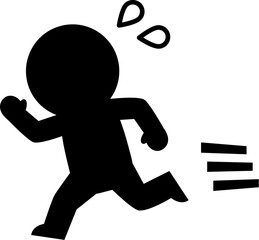 必死で走る人物のデフォルメシルエットイラスト