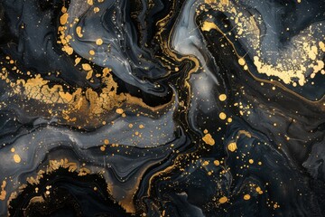Fototapeta premium Luxurious Black and Gold Marble Texture with Flowing Abstract Patterns in Modern Design 