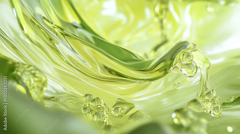 Poster captivating swirl of green liquid capturing light in an abstract display of movement and texture
