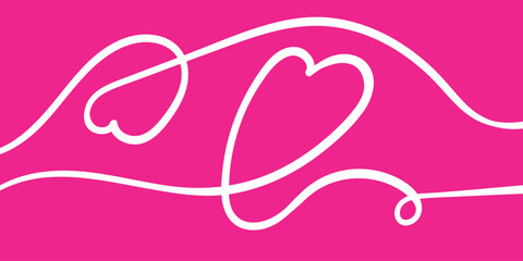 Valentines continuous line heart shape background. Vector illustration