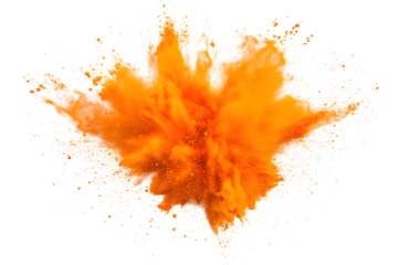 Vibrant Orange Powder Explosion on Transparent Background for Creative Projects and Designs