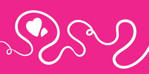 Obraz premium Heart love sign continuous line drawing. Valentines background vector illustration