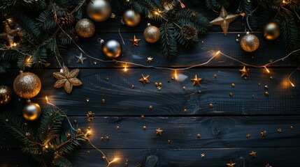 Fototapeta premium Elegant Top View of Christmas Tree Decorations