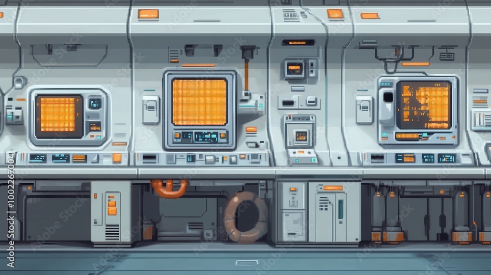 Poster futuristic lab environment with high-tech screens
