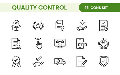 Quality Control line icon set. Included the icons as inspect, QA, qualify, quality control, check, verify, and more.
