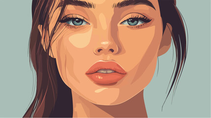 Vector portrait of a beautiful girl with a model appearance. Close-up portrait of a woman.