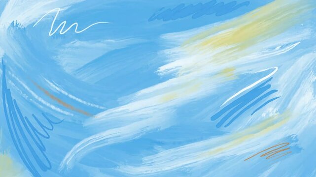 Abstract paint brush strokes and sketch drawing animation video for background. Colorful painting textures are looping.