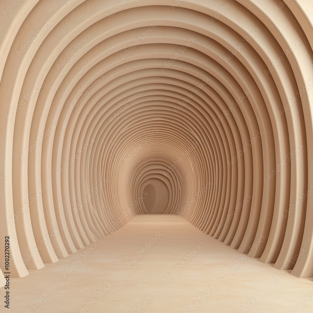 Poster abstract tunnel with soft curves and warm tones
