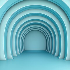 Obraz premium Modern Arched Interior in Soft Blue Tones