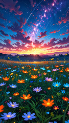 Fototapeta premium sunset over the lake