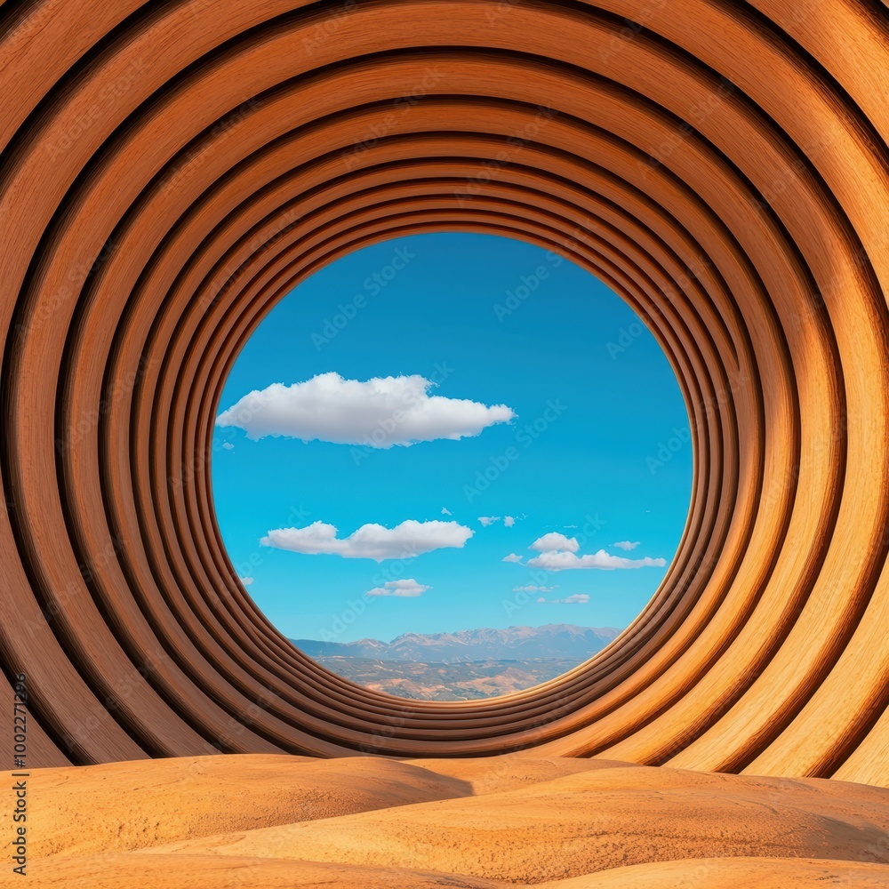 Poster circular view through abstract tunnel design