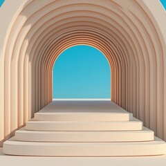 Elegant Archway with Blue Sky Background