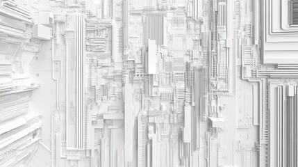 Obraz premium White and gray digital circuit board texture, representing abstract technology patterns in a minimalist design.