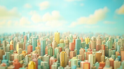 Fototapeta premium Blocky City Landscape in Soft Colors