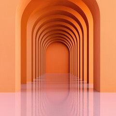 Obraz premium Serene Archway with Reflections in Soft Orange Tones