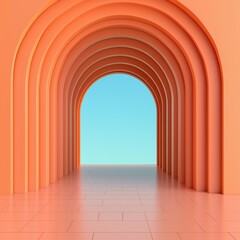 Fototapeta premium Vibrant Archway with Sky Blue Background