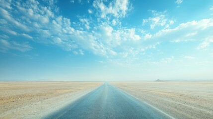 Fototapeta premium Stretching Road Under Vast Sky with Clouds