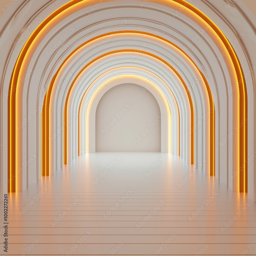Poster modern archway with warm lighting in empty space