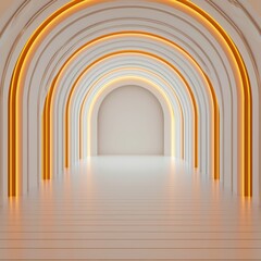 Obraz premium Modern Archway with Warm Lighting in Empty Space