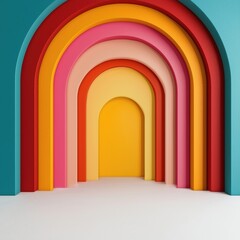 Fototapeta premium Colorful Arches in Vibrant Interior Space
