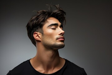 Fototapeta premium Relaxed man enjoying pleasant scents stress free concept.