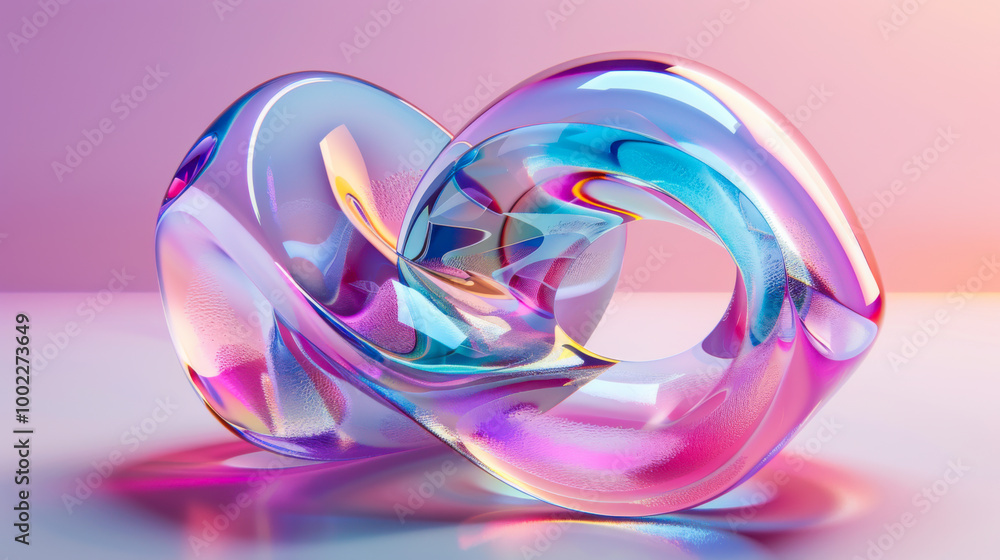 Poster colorful glass strands intertwine, creating a mesmerizing effect as they reflect and refract light i
