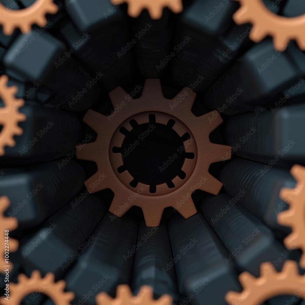 Poster intricate gears in a circular mechanism design