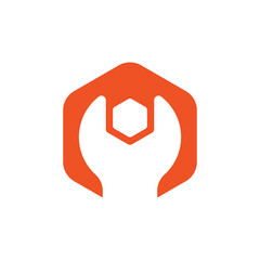 Modern simple wrench logo design