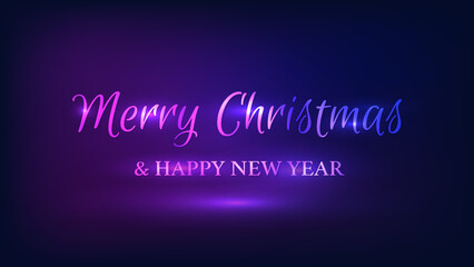 Merry Christmas and Happy New Year neon background
