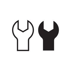 Glyph and line simple wrench icon