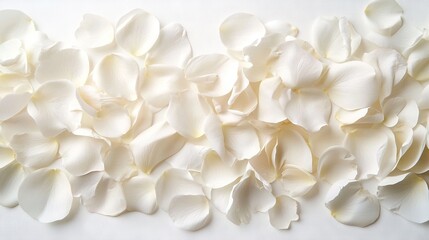   A single white flower rests atop a pristine table, surrounded by an array of delicate blossoms