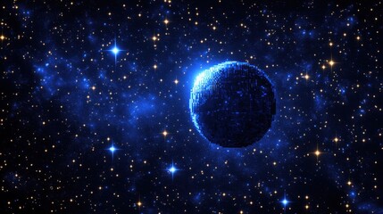 Retro Space Scene with Pixelated Stars