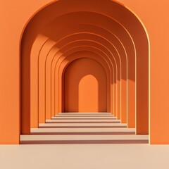 Naklejka premium Vibrant Orange Archways with Simple Design