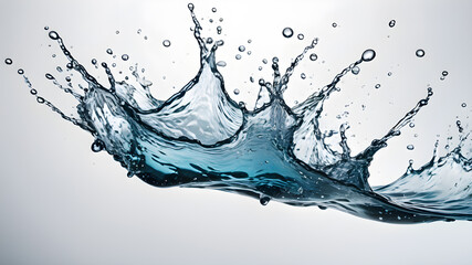 Droplets falling making water splash. on white  AI generated image, ai.