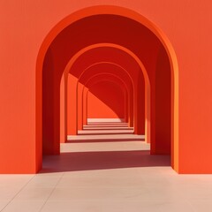 Fototapeta premium Bold Red Arches in Minimalist Architecture